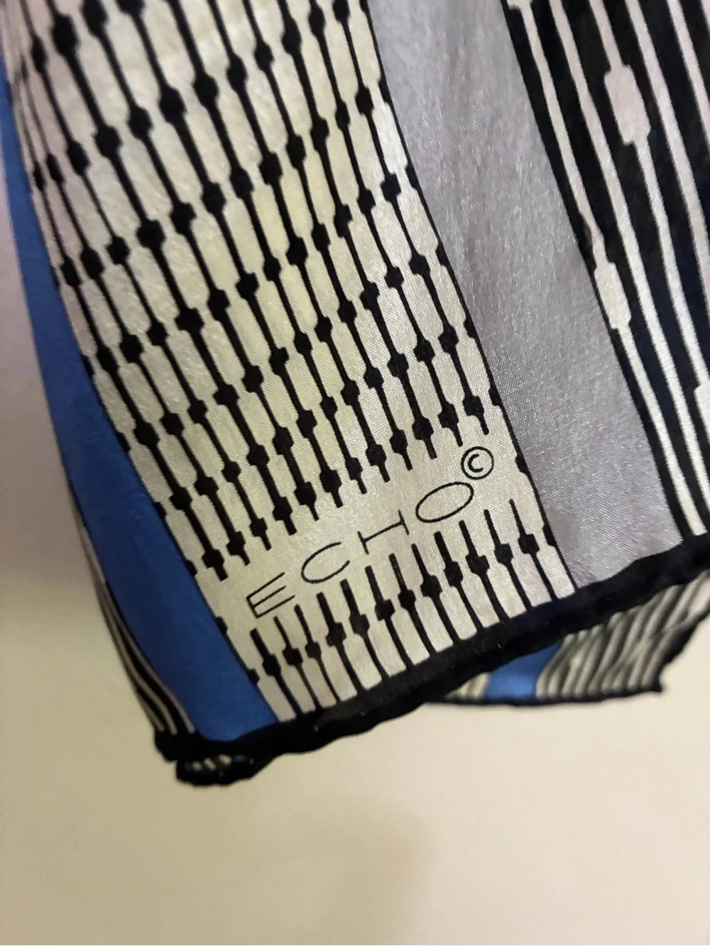 Echo Silk Striped Black, White, Blue & Purple Lightweight Scarf